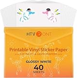 HTVRONT Printable Vinyl for Inkjet Printer & Laser Printer, 40 Pcs Glossy Sticker Paper for Printers, Waterproof & Dry Quickly Printable Vinyl Sticker Paper for HP, Epson and Other Printers - 8.5"x11"