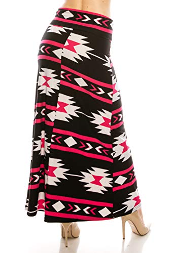 Eevee Women's Printed Foldover Waistband Fashionable Long Maxi Skirt Dress3