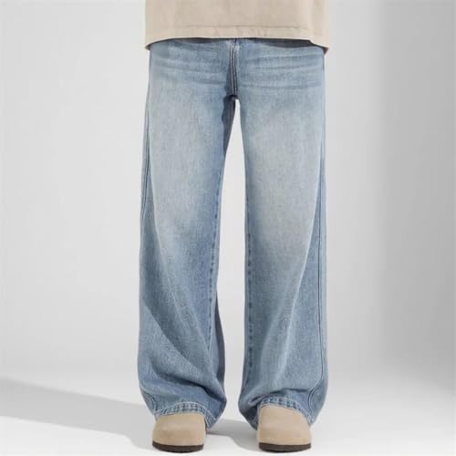 Men's Loose Fit Light Blue Jeans, Retro Long Trousers, Casual Denim, Luxury Retro Pants2
