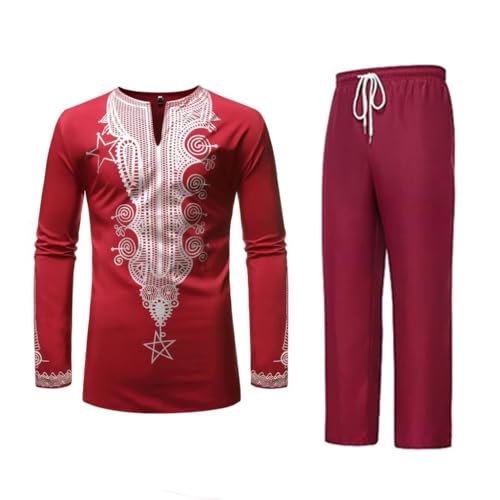 Ensemble africain haut de gamme avec broderies et imprimés dorés dashiki
