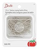 Dritz 21 Satin Pins, Extra Long, 1-5/16-Inch (300-Count), Nickel
