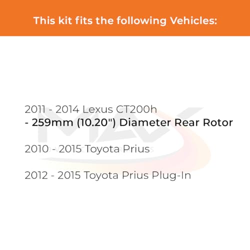 Image of Max Advanced Brakes Front & Rear Brake Kit Compatible With 2011-2014 Toyota Prius Plug In Comptaible With Lexus CT200h Replacement Drilled Slotted Black Coated Disc Brake Rotors and Ceramic Brake Pads