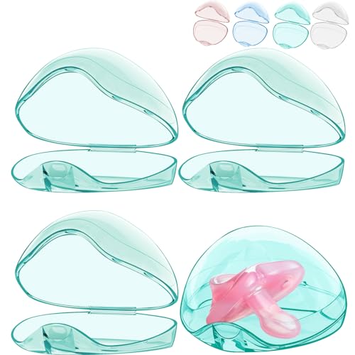 Image of Pacifier Case,4 Pack BPA Free Pacifier Holder Case,Transparent Container Box for Baby Binky(Not Included),Essential Pacifier Accessories,Alway Keep Paci Clean,Easy to Clean(Green)