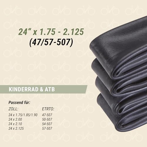 Prophete Fahrradschlauch 24 Zoll | Autoventil | ETRTO 40-507, 47-507, 50-507, 54-507, 57-507 | geeignet von 24 x 1,5 Zoll bis 24 x 2,125 Zoll
