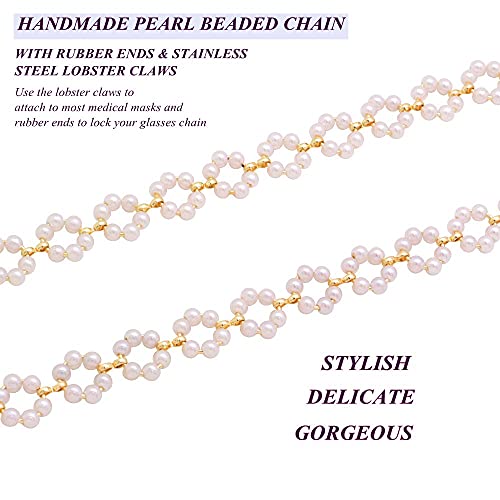 Kai Top Eyeglass Chain Sunglasses Chain For Women Girls Fashion White Pearl Flower Bead Eyewear Retainer Lanyard #TOP4