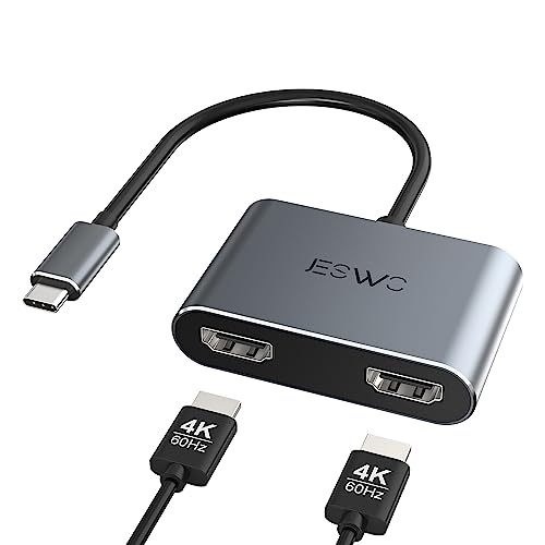 USB C to Dual HDMI Adapter, USB Type C to Dual Monitor HDMI Adapter, Support Dual 4K@60Hz, for MacBook Pro/Air, Surface, Dell, LenovoYoga, Chromebook and More