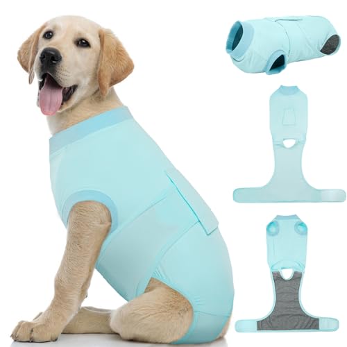 Kuoser Dog Recovery Suit for Dogs After Surgery, Soft Dog Surgical Onesie for Female Male Dogs Spay Neuter, Anti-Licking Pet Bodysuit for Abdominal Wounds, Skin Disease, E-Collar Alternative