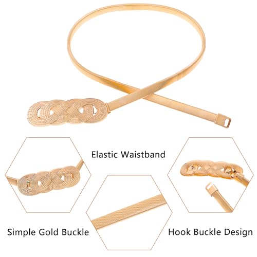 Bremorou Gold Waist Chain Belt for Women Dresses - Fancy Skinny Metal Cinch Belt, Elastic Pendant Chain Belt, Thin Waist Belt, Dress Belt3