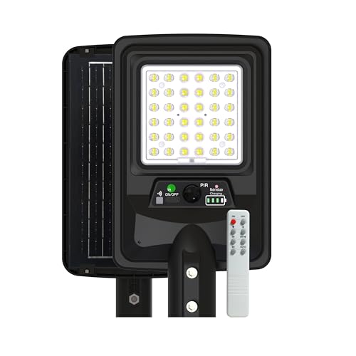 Image of Homehop Solar Light Outdoor Home Garden 100W Waterproof Street LED Wall Lamp | Solar Street Light Outdoor Automatic Wireless Motion Sensor Security for Pathway, Patio, Road with Pole (Warm, 6000mAh, ABS)