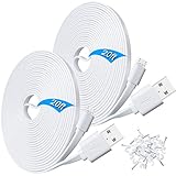 SCOVEE 2 Pack 20ft Power Extension Cable for Wyze Cam Pan,WyzeCam,Kasa Cam,Yi Dome Home,Furbo Dog,Nest Cam,Oculus Go,Blink,Cloud Cam,KasaCam NestCam Indoor,Netvue, USB Flat Charging Charger Cord