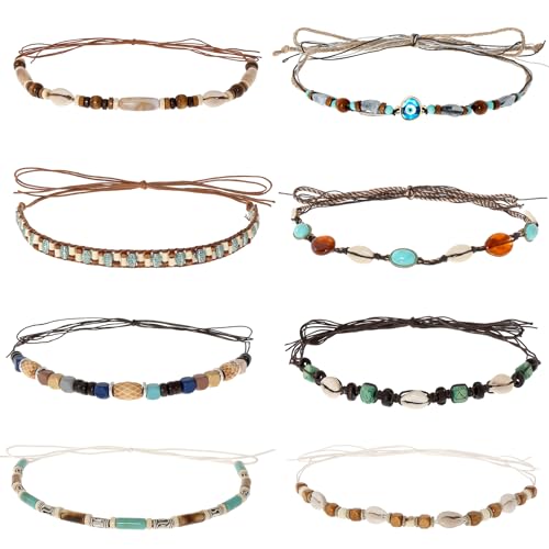 phnydreg 8Pcs Cowboy Hat Bands Ethnic Western Hat Belts for Cowboy Accessories Beaded Hatbands for Women Cowgirl Men