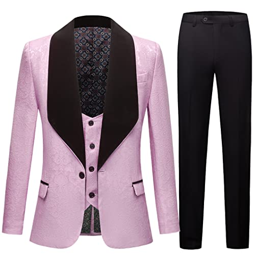 Herren-Hochzeitsanzüge, weißer Jacquard mit schwarzem Kragen, Smoking, 3-teilig, Grau, US 40 m – Bild 4