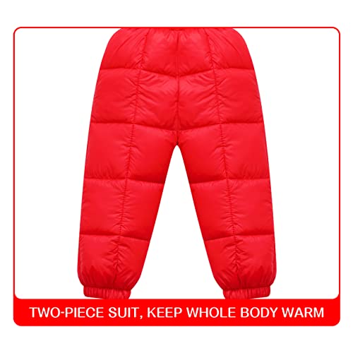 Winter Hooded Down Coat and Pants Suit for Kids Baby Boys Girls Lightweight Puffer Bear Hoods Infant Outerwear4