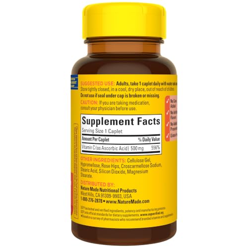 Nature Made Vitamin C 500 mg with Rose Hips Caplets, 130 Caplets - image 8