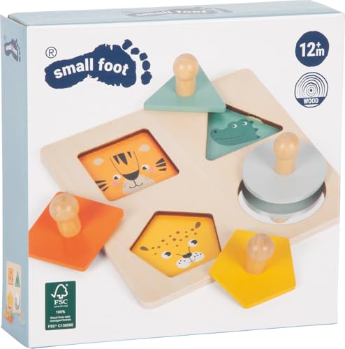 small Foot Montessori Setzpuzzle Formen und Motive, Robustes Puzzle aus FSC® 100%-zertifiziertem Holz, für Kinder ab 12 Monaten, 12769