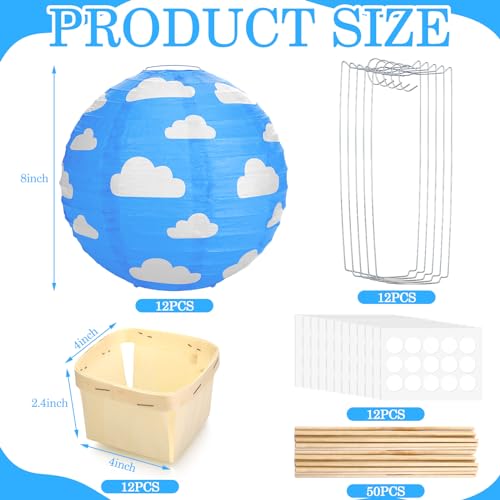 Image of Retisee 12 Sets Baby Shower Hot Air Balloon Table Centerpieces for DIY Hot Air Balloon Party Decors Gender Reveal First Birthday Centerpiece for Wedding Birthday(Cloud,7.87 Inches / 20 cm)
