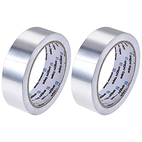 Image of uxcell Aluminum Foil Tape, 30mmx20m Self-Adhesive Waterproof High Temperature Sealing Tapes for HVAC Air Duct Pipe Insulation, Pack of 2