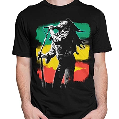 Image of Unisex Regular Fit Tri-Color Bob Marley Graphic Printed T-Shirt