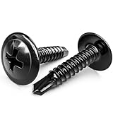 mxuteuk 100PCS 410 Stainless Steel #8 x 1/2"and 5/8" Self Drilling TEK Screw Black Galvanized Modified Truss Head Self Tapping Sheet Metal Screws For Building And Repair G023-BT-100