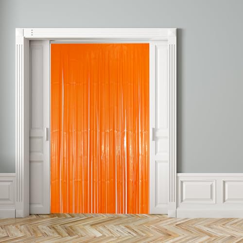 Image of Hampton Distribution 2 Pack Orange Fringe Backdrop Curtains, Orange Streamers Party Backdrop, Party Decorations for Birthday, Holidays, Parties & More