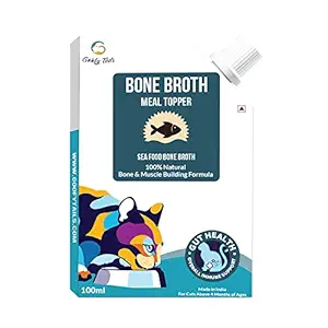 Goofy Tails Sea Food Bone Broth for Cats - 100 ml/Pack (Pack of 3-300ml) | Human Grade Sea Food Bone Broth with Omega | Natural Supplement and Treat for Cats & Kittens Above 4 Months