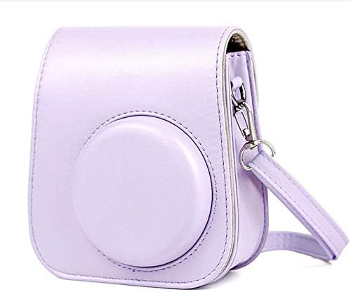 HelloHelio Vintage Protective Case for Fujifilm Instax Mini 11 Instant Camera, Bag with Pocket and Removable Shoulder Strap - Lilac Purple