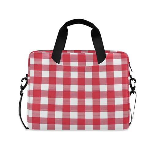 Bolso para laptop 15.6 pulg con correa y asa rojo cuadros miniatura 1