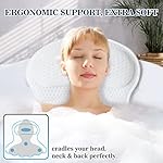 Bath Pillow Bathtub Pillow, Luxury Bath Pillows for Tub Neck and Back Support, Bath Tub Pillow Headrest with Soft 4D Mesh Fabric and Non-Slip Suction Cups, Relaxing Bath Accessories Spa Gifts - Image 2