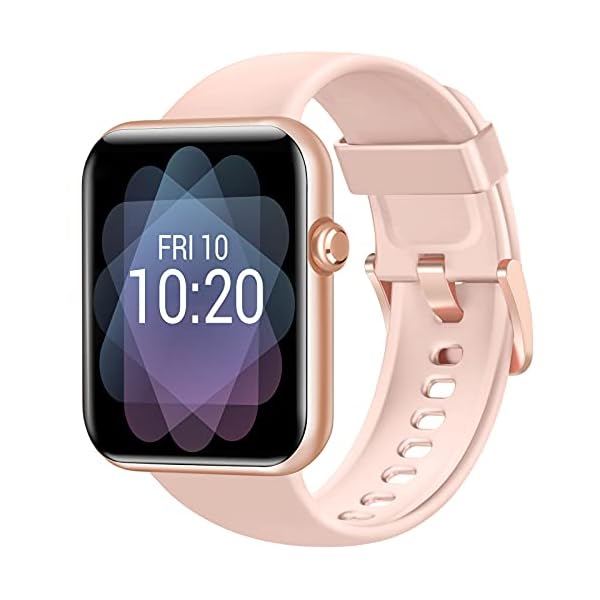 FITNIV Smart Watch, 1.55 Inch Touch Screen Smartwatch for Android and iOS Phones, Fitness Tracker with Heart Rate & SpO2 & Sleep Monitor, 5ATM Waterproof Pedometer Watch for Women Men, Pink