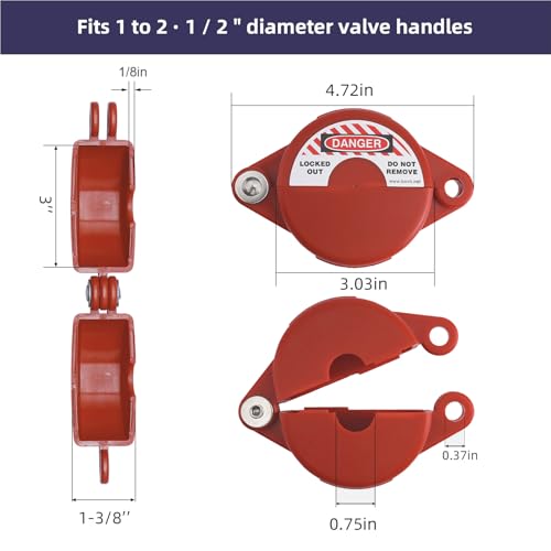 Boviisky Bloqueio de válvula de portão com cadeado de segurança, trava de torneira externa vermelha,