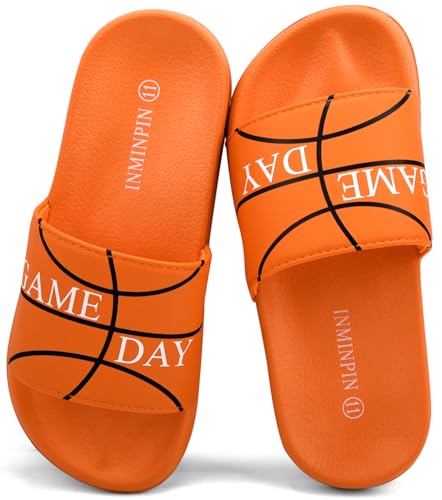 Image of INMINPIN Kids Boys Girls Ball Sprots Slides Sandals Ultra Comfortable Beach Pool Shower Shoes House Slide Indoor Outdoor for Sports Fan