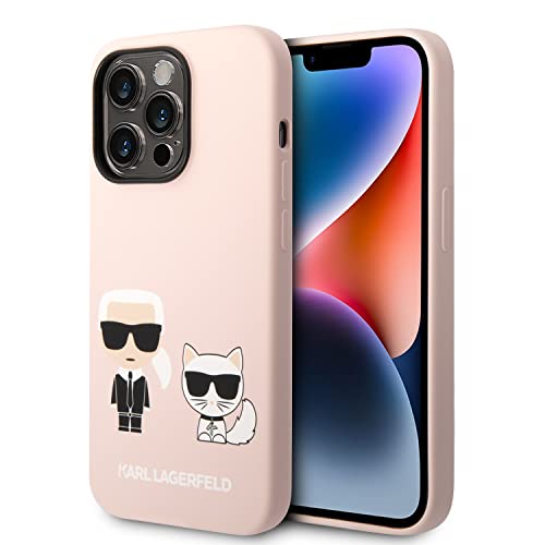 CG MOBILE KLHMP14 Karl Lagerfeld Coque en Silicone Liquide Compatible avec Magsafe et Choupette Body sans Fil Rechargeable/Coque de Protection/Absorption des Chocs pour iPhone 14 Pro 6,1", Rose