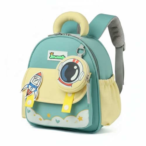 Mochila Infantil Unissex Juvenil Reforçada Passeio Viajem Escolar 3D De Primeira Qualidade Grande Capacidade ALWY (Foguete VERDE)