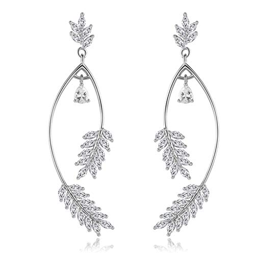 Boucles d'oreilles en argent sterling anti-allergie style long pour visage rond