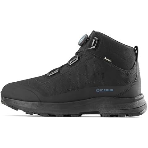 Icebug Mens Stavre2 Michelin GTX Midcut Winter Hiking Boot with Traction Sole, Black/Petroleum, 13.0 Cover