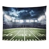 Emvency Tapestry Stadium Football Stadium Field Light Night Football Turf Home Decor Wall Hanging for Living Room Bedroom Dorm 50x60 Inches