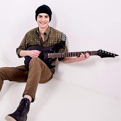 N/C Sangle de guitare, bandoulière de guitare en damier avec extrémité en cuir véritable avec corde à cravate (Capo de… - Les Beatles, Paul McCartney, John Lennon, RIngo Starr, George Harrison N/C Sangle de guitare, bandoulière de guitare en damier avec extrémité en cuir véritable avec corde à cravate (Capo de… – Image 7