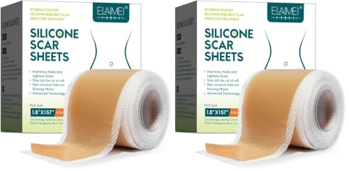 Image of Silicone Scar Sheets(1.8 inch x 157 inchInch- 4M), Scar Tape, Scar Strips, Medical Grade, Scar Remover, C-Section, Surgery, Keloid, Tummy Tuck, Scar Patch. (Pack of 2)