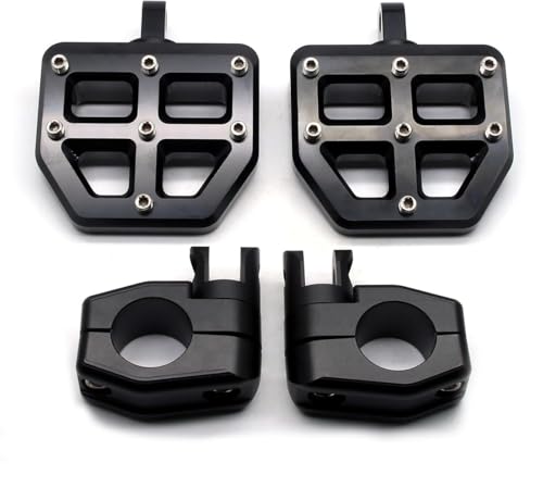 Image of MZS Motorcycle Highway Pegs, 1.25 inch Highway Foot Pegs Mount Short CNC Aluminum Compatible with Road King Softail Road Electra Street Glide Sportster Vulcan Chief Boulevard for 1 1 /4 Engine Guard