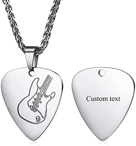MeMeDIY Personalized Mens Rock and Roll Necklace Customize Music Necklaces for Men Woman Stainless Steel Cool Jewelry