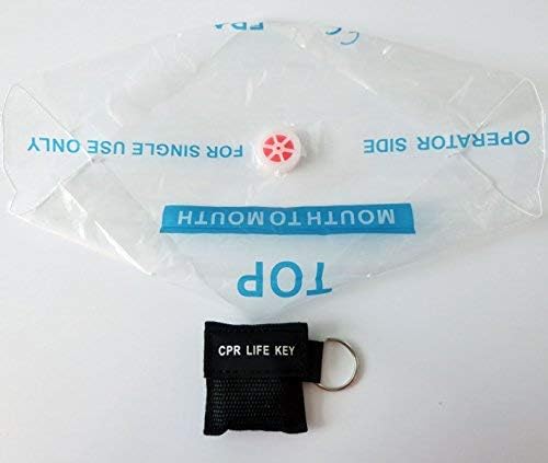 Elysaid CPR Barrier Keychain with Cpr Face Shield CPR Life Key for CPR Aed Training Black (2)