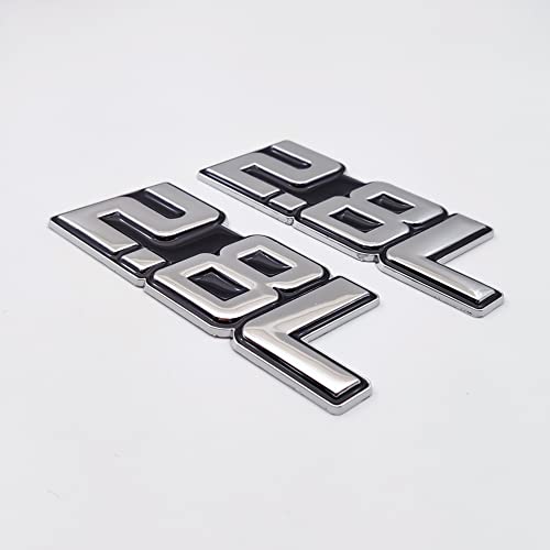 2X Metal 2.8L Logo Emblem Premium 3D 2.8 Badge Car Door Fender Sticker Side Wing Decal Auto Trunk Replacement For Universal Vehicle (2.8L,Silver&Black) #TOP4