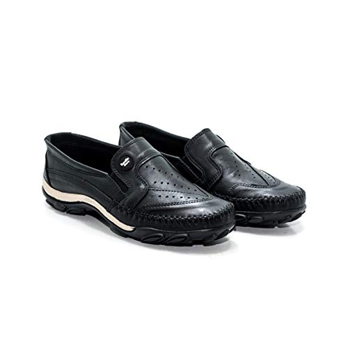 Mocassim Sapatilha Masculina Couro Legítimo Exclusive Romelks - 2020 - Preto Cor:Preto;Tamanho:37