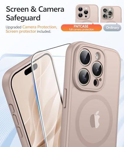 Image of FNTCASE for iPhone 15 Pro Case: [Compatible with Magsafe] Translucent Matte Cases with [Full Camera Protection] [Screen Protector] Military Grade Shockproof Protective Phone Cover - Desert Gold