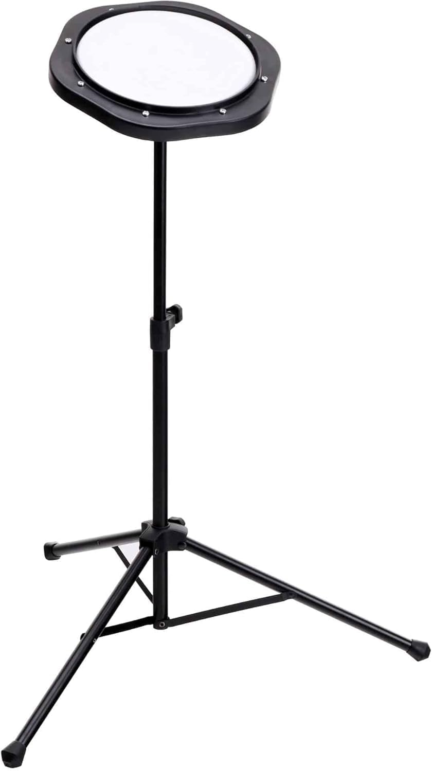 ROCKSTAR - Almohadilla de Práctica de Batería de 10" con Bolsa de Transporte y Soporte Trípode RT-008. Pad de Tambor Sintonizable, Antideslizante y Portátil | Incluye Baquetas | Ideal Bateristas