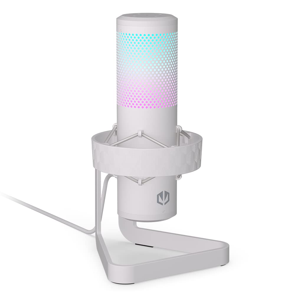 ENDORFY AXIS Streaming Onyx White USB RGB Mikrofon, 24 Bit/192 kHz, Niere, Stereo, Kugel, Bidirektional, Kopfhörer Monitoring, Touch Mute, Streaming, Podcast