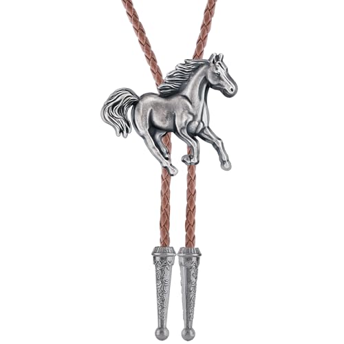 Image of GelConnie Bolo Ties for Men Women Western Cowboy Tie Mens Western Necklace Leather Necktie Gold Bolero Tie Cowboy Necklace