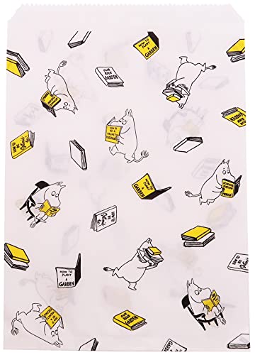 インディゴ MOOMIN ムーミン 紙袋 平袋 フラットバッグM ブックパターン 10枚入り ホワイト MP157