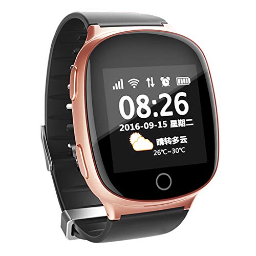 Los Nios De Edad Avanzada Inteligente GPS del Reloj del Telfono Mvil, SOS Mapa del Reloj gsm WiFi Seguridad Anti-Perdida Localizador Reloj Ejercicio Control Pulsaciones Pulsera Elegante,Rosegold