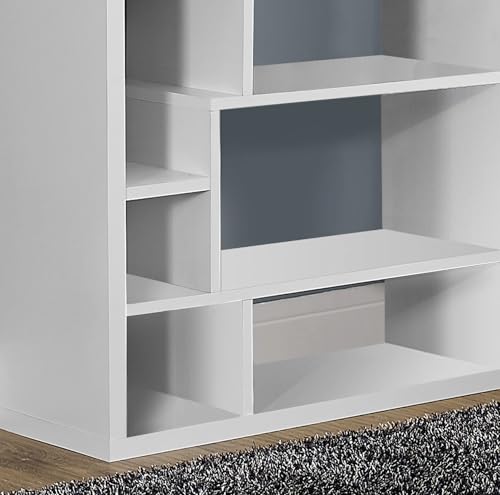 URPRIME Contemporary 72" h Bookcase for Bedroom in White - 14 Shelves, Thick Paneled Laminate Bookshelf Office & Modern Style, Shelves